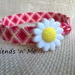 Friendship Bracelet - red diamond wif flower button